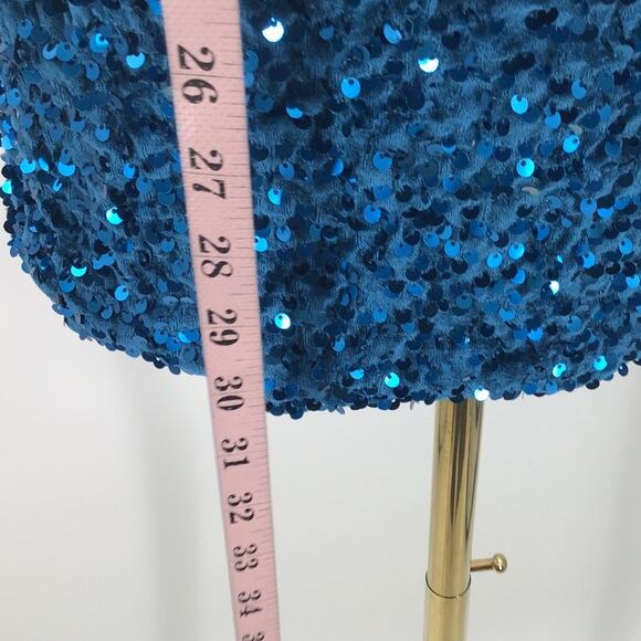 PARTY DRESS SZ 0 XS Blue Sequin Sleeveless One-Shoulder Bodycon Mini NEW b146 - Picture 5 of 9